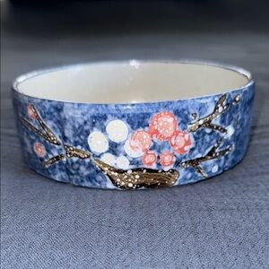 Vintage Japanese Pottery Orange Peel Glaze Bowl EUC